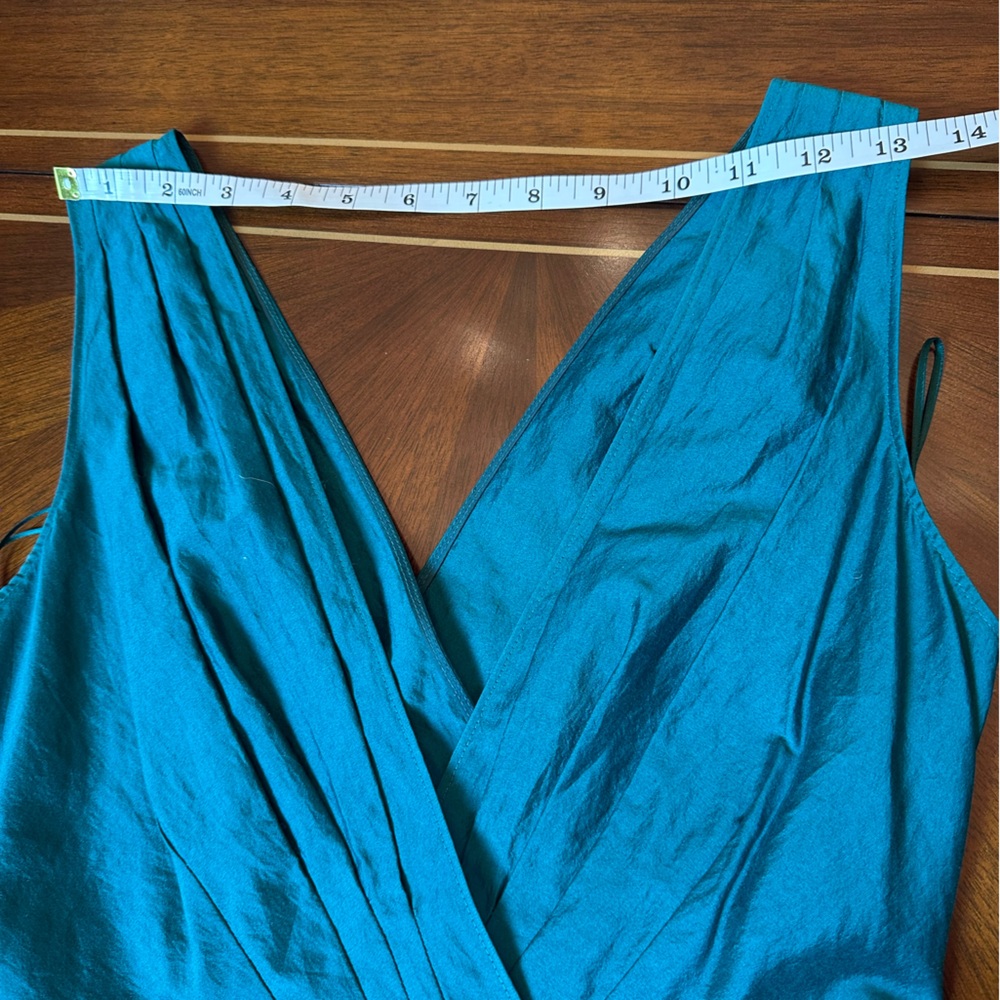 Moschino Teal Dress | Silk & Cotton Blend | Made in Italy | Elegant Designer - Picture 5 of 13
